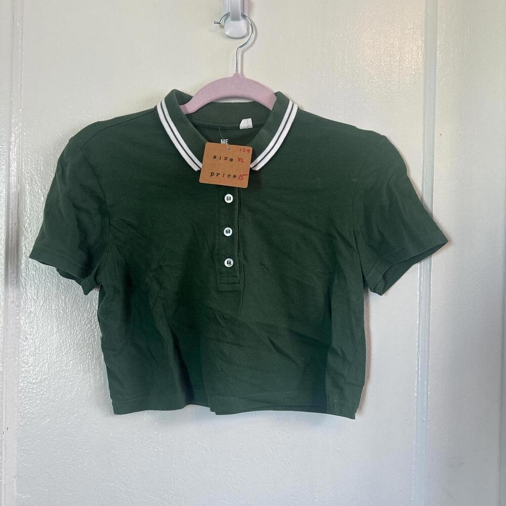 Green Cropped Polo Shirt